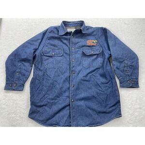 VTG Alaska Wilderness Gear Denim Heavy‎ Flannel Button Coat Jacket Campground